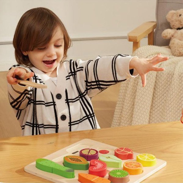 An Exquisite Set Of Wooden Fruit Cutting Joy Toy