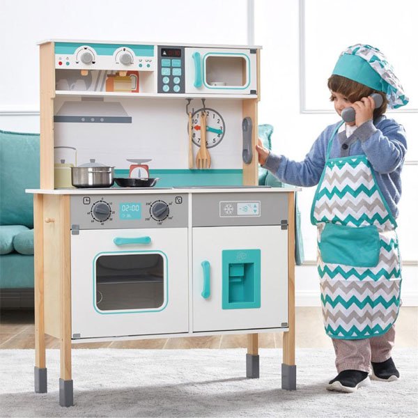 1 Set Big Size Wooden Kitchen Set toys Blue Series
