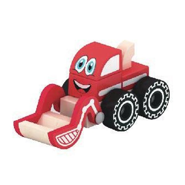 4 Designs of Cartoon Wooden Engineering Car Toys