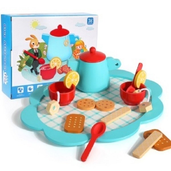 Wooden Tea Set blue