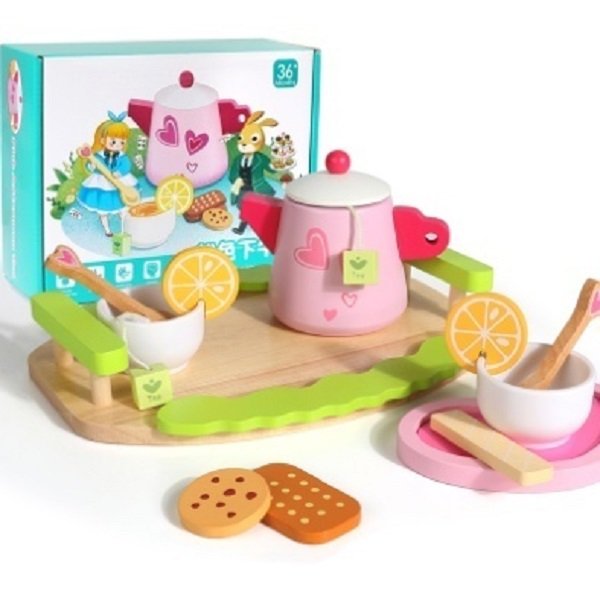Wooden Tea Set pink