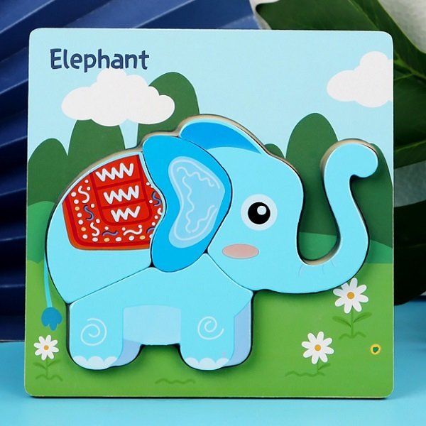 Wooden puzzle elephant