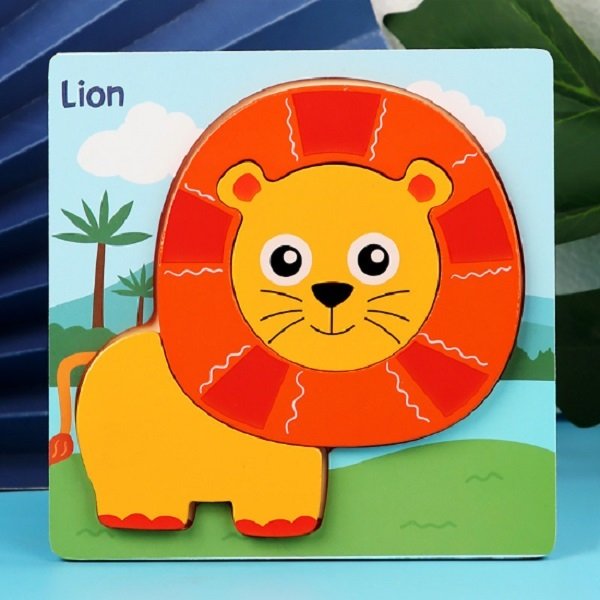 Wooden puzzle lion