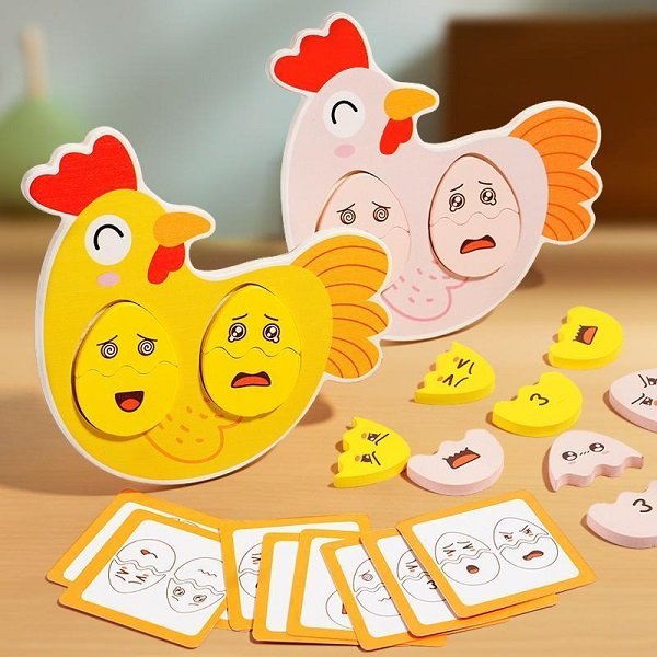 Wooden egg face game toys