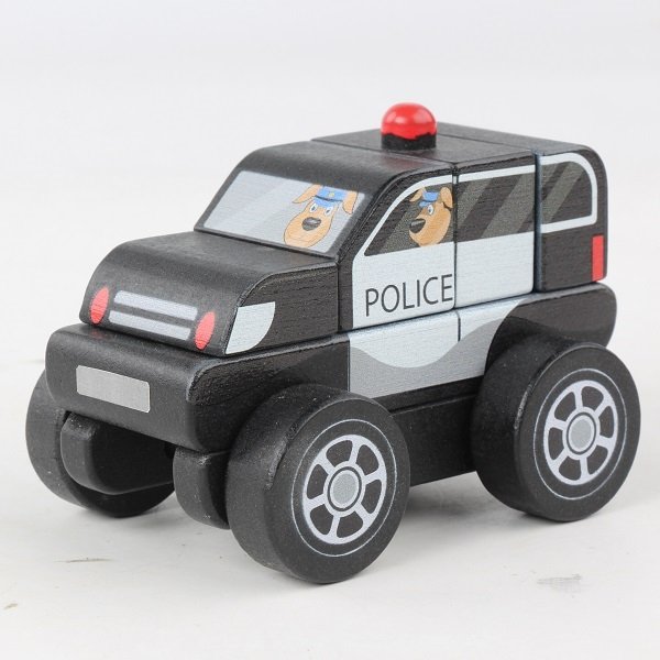 Assembled Police Car/Ambulance/Bus Wooden Car Toys